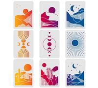 FINGERINSPIRE 9 plantillas de sol y luna reutilizables temas boho Sunrise PlasticTemplates, 29,7 x 21 cm, plantilla de desierto para pintura sobre madera, lienzo de papel decoración del hogar
