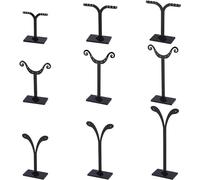 FINGERINSPIRE 9Pcs 3 Estilos Pendiente Negro Soporte de exhibición en T Soporte de exhibición de joyería de plástico Soporte de exhibición en Forma de árbol Soporte en T con Diferentes tamaños