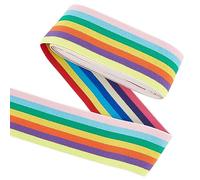 FINGERINSPIRE Banda elástica de nailon de 3,65 m de ancho de 50 mm de ancho, bandas elásticas planas con patrón de rayas, banda elástica de encaje arcoíris para vestido, cintura, peluca, accesorios de