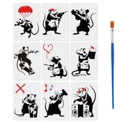 FINGERINSPIRE Banksy - Plantillas para pintar (9 unidades, 21 x 29,7 cm, reutilizables), diseño de ratas callejeras, graffiti, diseño de ratones