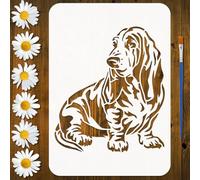FINGERINSPIRE Basset Hound Plantilla de pintura con 1 pincel de 21 x 29,7 cm, reutilizable, diseño de perro para pintar paredes de madera y muebles, decoración del hogar