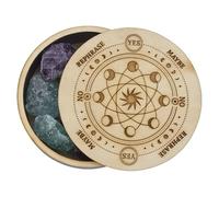 FINGERINSPIRE Caja de adivinación de fase lunar de 110 x 48 mm, cajas de adivinación de madera con tapa, caja redonda de tarot, caja de exhibición de tarot blanca navajo para almacenamiento de piedra