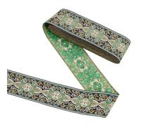 FINGERINSPIRE Cinta Jacquard Metálico de 50 mm de Ancho Geométrico Negro Verde Poliéster Boho Jacquard Ribons Tapestry Fringe Triming Accesorios Craft DIY para Deccor de Vcesses