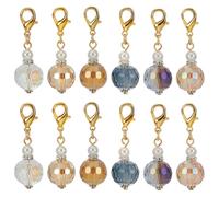 FINGERINSPIRE - Colgante de 12 colgantes de cristal con cierre de mosquetón de aleación para la fabricación de joyas, 6 estilos de abalorios redondos de cristal facetado para decoraciones de