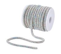 FINGERINSPIRE Cordones redondos de algodón con diamantes de imitación de 6 mm de diámetro, cordones redondos de algodón con diamantes de imitación de cristal, con 1 carrete vacío de plástico para