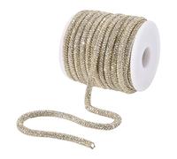 FINGERINSPIRE Cordones redondos de algodón con diamantes de imitación de 6 mm de diámetro, cordones redondos de algodón con diamantes de imitación de cristal, con 1 carrete vacío de plástico para