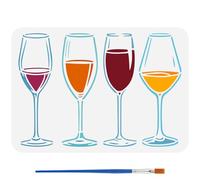 FINGERINSPIRE Dibujo para colorear para copas de vino con pincel, 29,7 x 21 cm, plantilla para colorear para copas de champán, plantillas de pintura diferentes para cálices, plantilla de manualidades