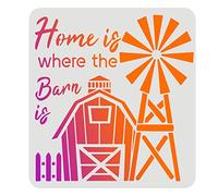 FINGERINSPIRE Home is Where The Barn is Stencil 11.8 x 11.8 pulgadas, plantilla de dibujo reutilizable para pintar en madera, tela, papel, pared