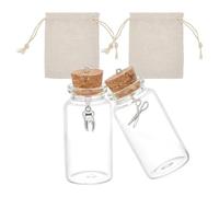 FINGERINSPIRE Juego de 2 bolsas de regalo de hada de los dientes, 2 botellas transparentes de cristal con 2 bolsas de embalaje de algodón con cordón organizador para la colección de dientes, mi primer
