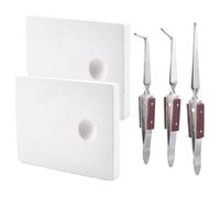 FINGERINSPIRE Kit de soldadura de joyería con 2 tablas de soldadura de cuarzo y 3 estilos de pinzas de acero inoxidable, tablero de cerámica blanca con ranura redonda para hacer joyas y proyectos de