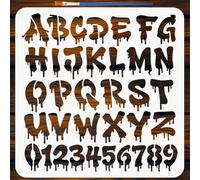 FINGERINSPIRE Letras y plantillas de números con pincel 30 x 30 cm estilo graffiti reutilizables plantillas de dibujo PET para pared suelo azulejos y decoración de madera, así como arte de bricolaje