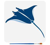 FINGERINSPIRE Manta Rayas para colorear con pincel, 30 x 30 cm, siluetas de pescado, plantilla para colorear, diseño de animales marinos, plantilla de pintura de pez diablo, plantilla reutilizable