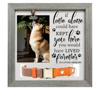 FINGERINSPIRE Marco de fotos conmemorativo para mascotas, 23 x 23 cm, con texto en inglés "If Love Alone Could Have Kept You Here" con clip para fotos y soporte para collar, marco de regalo