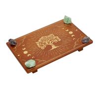 FINGERINSPIRE - Mesa de candelabro rectangular de madera, 30 x 20 cm, para mesa de meditación y adivinación grabada de fases de luna y árbol de la vida en la parte superior, mesas para meditación