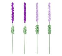 FINGERINSPIRE - Pack de 4 flores de lavanda tejidas a crochet de 40,2 cm, color lila y violeta oscuro, flores artificiales tejidas de lavanda para el Día de la Independencia, graduación, ceremonia