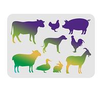 FINGERINSPIRE Patrón de plantillas para animales de granja 29.7x21cm de plástico pollo perro pato dibujo pintura plantillas vaca cerdo oveja plantillas reutilizables para pintura