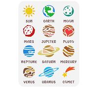 FINGERINSPIRE Planetas del Sistema Solar, Plantilla de Pintura de 21 x 29,7 cm, Planetas del Espacio Exterior, Sol, Luna, Tierra, Marte, Plantilla DIY para Pintar en la Pared, Muebles de Madera
