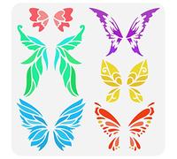 FINGERINSPIRE Plantilla Alas Hadas 30x30 cm 6 pares Alas Mariposa Plástico PET Hermosas Mariposas Plantilla Plantilla Plantilla Artesanal Reutilizable para Pared, T Shirt, Bolsa Lona, Álbum Recortes