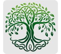 FINGERINSPIRE - Plantilla cuadrada de plástico con árbol de la vida, reutilizable y apta para hacer manualidades en paredes, madera, suelos, ropa, muebles y mucho más (30 x 30 cm)