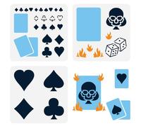 FINGERINSPIRE Plantilla de 3 piezas de tarjetas de juego de 15 x 15 cm, plantilla de Death Dealer para pintar de plástico corazón picas trébol patrón de rombos plantillas reutilizables para decoración