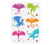 FINGERINSPIRE Plantilla de pintura de dragón de alas 21 x 29,7 cm reutilizable 6 estilos pterosaurio plantilla de dibujo estrella fuego dragón silueta plantilla para pintar sobre madera pared tela