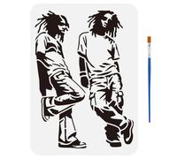 FINGERINSPIRE Plantilla de pintura de graffiti callejero con pincel, 29,7 x 21 cm, figuras de hip-hop, plantilla de silueta humana, plantilla de patrón de personajes hip pop para pintar sobre tela