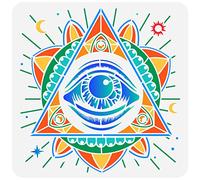 FINGERINSPIRE Plantilla de Pintura de Ojos All Seeing Eye, 30 x 30 cm, símbolo de pirámide Ojo de la Providencia, triángulo mágico, masonería, Plantilla esotérica Espiritual para Pintar en la Pared