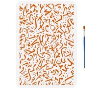 FINGERINSPIRE Plantilla de pintura del alfabeto árabe con 1 pincel de plástico de 21 x 29,7 cm, plantilla reutilizable para caligrafía del alfabeto islámico para decoración de pared del hogar
