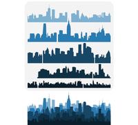FINGERINSPIRE plantilla de silueta de ciudad en capas 30x30 cm, plástico para edificios de ciudad, patrones de paisaje reutilizable para manualidades y arte para pintar
