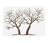 FINGERINSPIRE Plantilla grande de pintura de dos árboles, 21 x 29,7 cm, PET con diseño de árbol de la vida, plantilla grande reutilizable con ramas de árbol y hojas, plantilla de pared de árboles