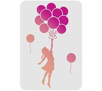 FINGERINSPIRE Plantillas de Globos de Plástico 29,7x21cm - Plantillas de Dibujo y Patrón de Niña Reutilizables Para Pintar en Madera, Piso, Pared y Azulejos