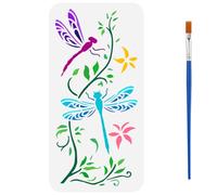 FINGERINSPIRE Plantillas de libélulas con un pincel de 30 x 15 cm, reutilizables, hojas de ramitas, plantillas de decoración de flores, plantilla creativa con motivos de animales, plantilla creativa