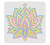 FINGERINSPIRE Plantillas de loto de mandala plantilla de decoración de 30x30cm Plantillas de pintura de loto grandes Plantillas cuadradas reutilizables para pintar en madera, piso, pared y azulejos