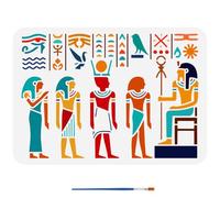 FINGERINSPIRE Plantillas de patrón de Egipto antiguo con un pincel de pintura, 29,7 x 21 cm, plantillas de símbolos egipcios, plantillas de estilo egipcio, plantillas de ojos, pájaros, plantillas de