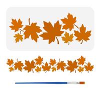 FINGERINSPIRE Plantillas de pintura para bordes de hojas de arce con pincel 15x30cm plástico PET hojas de arce silueta plantilla de dibujo decorativa perforada con motivo otoñal para pintar sobre