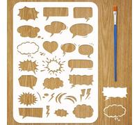 FINGERINSPIRE Plantillas para cajas de diálogo de cómics con pincel, 29,7 x 21 cm, plantillas de bocadillos, plantilla de bocadillos de dibujos animados, plantilla para mascotas, temas del día para