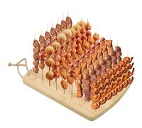 FINGERINSPIRE Portabrochetas, rectangular, bambú, 70 agujeros, expositor de piruletas, color trigo, para aperitivos, cumpleaños, cócteles