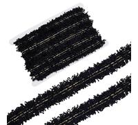 FINGERINSPIRE Ribete de encaje de tweed negro de lujo de 26 mm de ancho, ribete de tela de tweed de lujo, ribete bordado negro para disfraces, manualidades, costura, joyería, fabricación de hogar