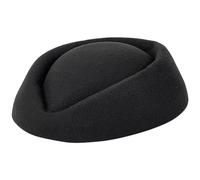 FINGERINSPIRE Sombrero de azafata para pastillero, tocado de lana de imitación, anfitrionas de aire, pastillero, base de tocado para cóctel, accesorios de disfraz de cosplay, Negro, M