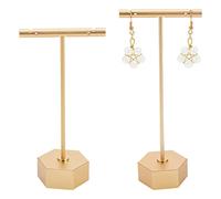 FINGERINSPIRE - Soporte de aleación de aluminio, 2 unidades, para barra para minorista, Show, Tabletop for Women【Gold-Hexagon Base 2 Heights 11,6 cm y 13,6 cm】