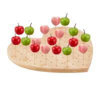 FINGERINSPIRE Soporte para pinchos de bambú para exhibición de alimentos en forma de corazón con 99 agujeros, soporte de exhibición de piruletas de madera BurlyWood para aperitivos y púas de alimentos