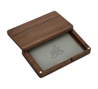 FINGERINSPIRE Tarjetero de madera de 115 x 67 x 18 mm, bolsillo para tarjetas de visita con cierre magnético, color marrón coco, tarjetero rectangular para oficina y escritorio