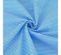 FINGERINSPIRE Tela de algodón a rayas, 1,6 m de ancho, azul claro/blanco para coser, patrón de rayas, tela de algodón con patrón de rayas, ropa para muñecas, tela para manualidades, Países Bajos