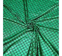 FINGERINSPIRE Tela de escamas de dragón de sirena, 100 x 150 cm, tela elástica de 2 vías, holograma de escamas de peces con rayas verdes, tela de impresión de escamas de sirena para disfraces, ropa