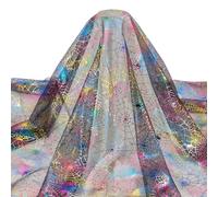 FINGERINSPIRE Tela de telaraña de Halloween de 1,8 m de ancho, telarañas coloridas con purpurina de tul negro para decoración de Halloween, decoración de araña aterradora, proyectos de retazos de