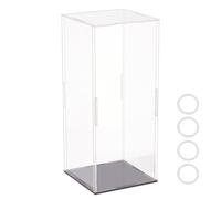 FINGERINSPIRE Vitrina de acrílico transparente de 11x11x25.5cm, autoensamblado, caja de exhibición acrílica rectangular, a prueba de polvo, con base negra mate para figuras de acción y coleccionables