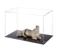 FINGERINSPIRE Vitrinas de plástico de 31 x 21 x 20,5 cm, transparente, a prueba de polvo, con base negra, cabina de exhibición para modelos, bloques de construcción, muñecas y colección