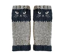 Fingerless Gloves - Knitted Gloves Cat Embroidery Outdoor Warming | Cold Weather Protection, Cat Embroidery, Winter Glove For Women, Girls, Teenagers, College Students, Shopping, Walking