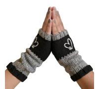 Fingerless Gloves Splicing Heart Embroidery Mitten