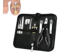 Fingernail Clipper Set, 10x Stainless Steel Manicure Kit, Tools with Case, Toenail Cutting Set for Home, Travel,6.3x7.87x1.18 Inches, Black, Red
